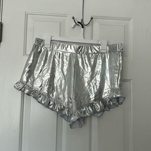 Shein silver ruffle shorts